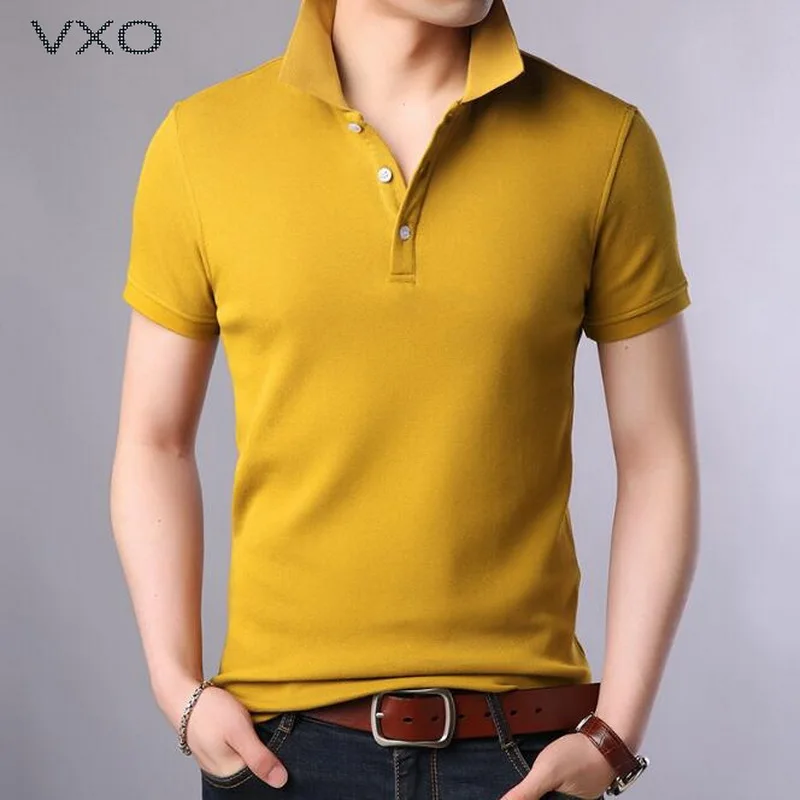 

VXO 2019 Men Polo Shirt Mens short Sleeve Solid Polo Shirts Camisa Polo Masculina Casual Cotton Plus Size Breathable Polo Shirt