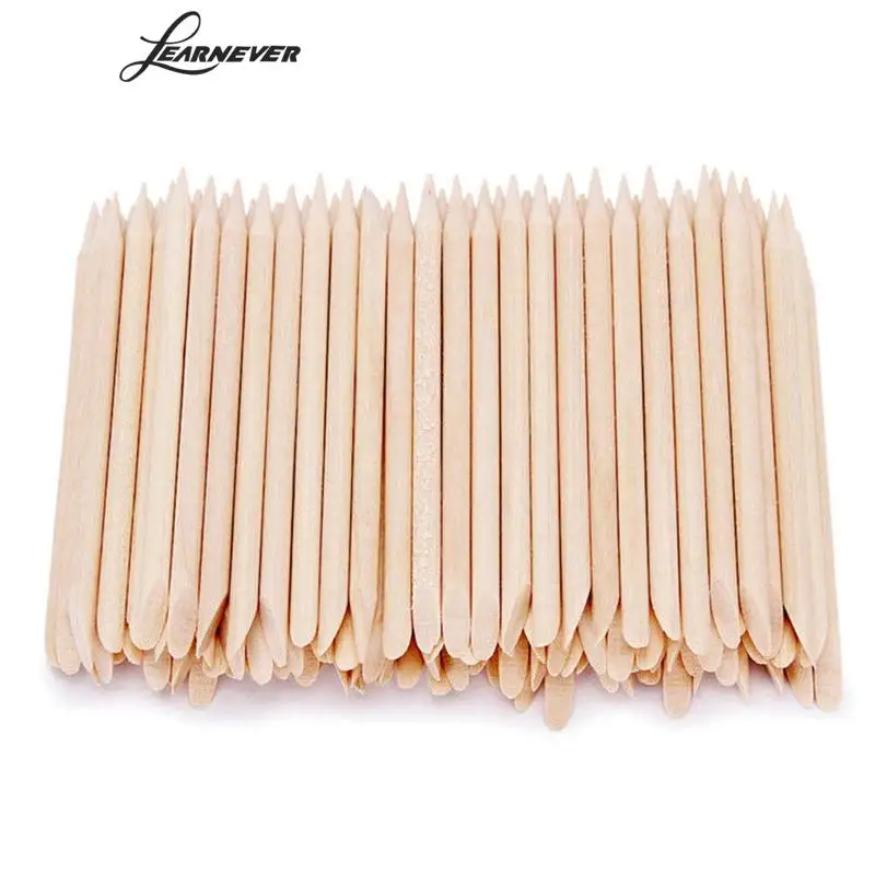 

100pcs Nail Art Orange Wood Stick Cuticle Pusher Remover For Nail Art Care Manicures Nail Tools Dropship