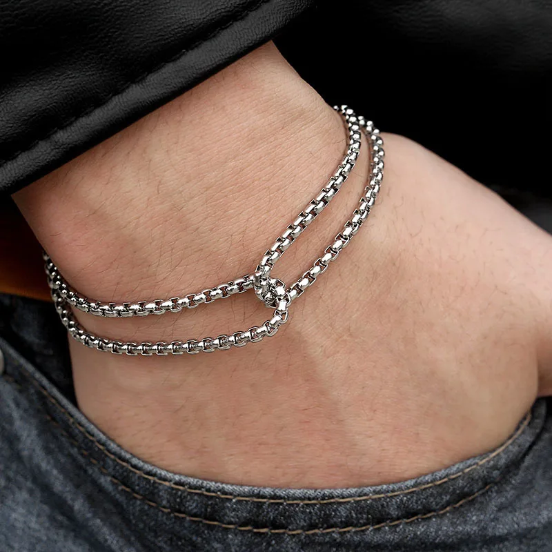 Мужской браслет с крестом в виде головы льва лошади из нержавеющей стали, двойная коробка, браслет-цепочка для Мужчин, Ювелирные изделия, подарок на день Святого Валентина HDBM36