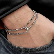 Мужской браслет с крестом в виде головы льва лошади из нержавеющей стали, двойная коробка, браслет-цепочка для Мужчин, Ювелирные изделия, подарок на день Святого Валентина HDBM36