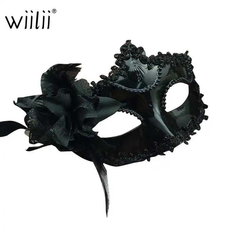 Wiilii Halloween Ball Mask Masquerade Venice Flower Upper Half