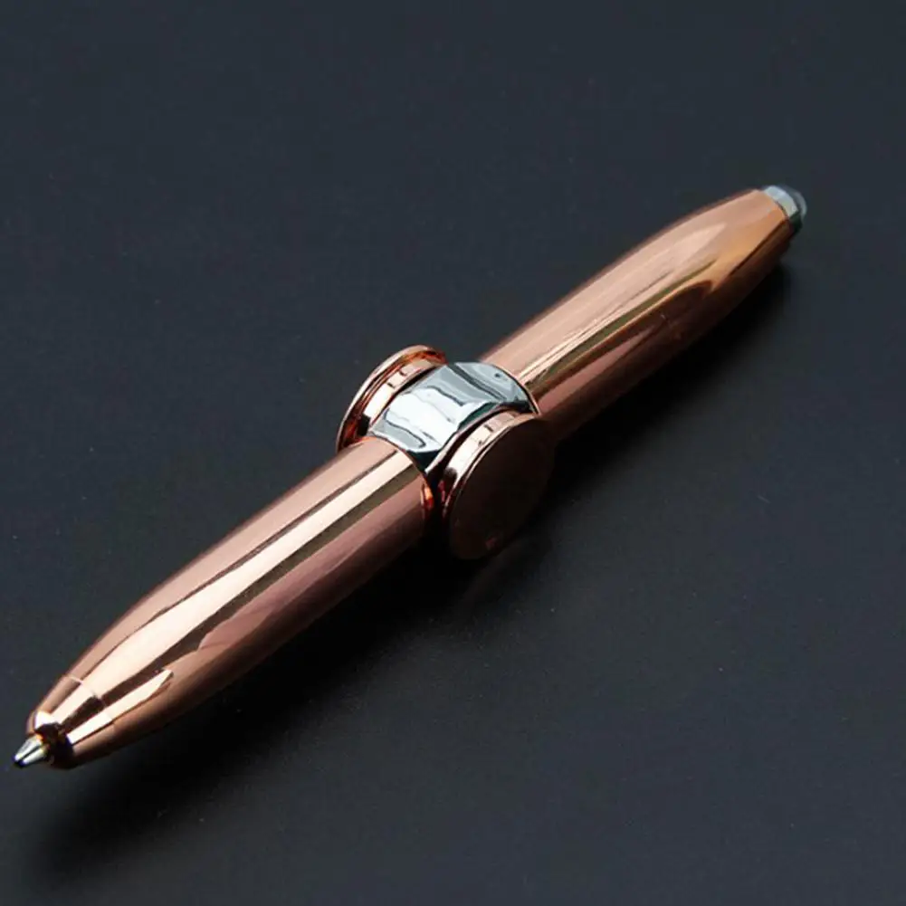 None Spinning Pen with LED Light Spinner Toys Ballpoint Pen Gift Spinning Entertaining Pen decompression toys - Цвет: Rose gold