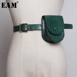 [EAM] 2019 новая весенне-летняя кожаная короткая мини-сумка из искусственной кожи с пряжкой, длинный ремень, женская модная универсальная сумка