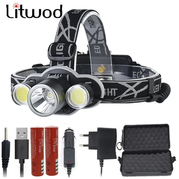 

Litwod Z20 XM-L T6 Headlight rechargeable 18650 LED headlamp 10000LM head lamp flashlight head Torch For camping hunting