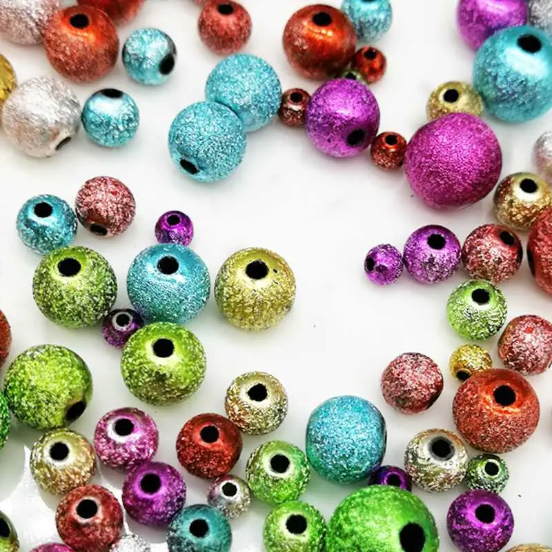 Making Bracelets DIY 4/6/8/10mm Fashion Necklaces Accessories Cheap Acrylic Frosted Beads Round Shape For Jewelry | Украшения и