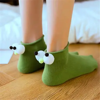 

Personality Women's Socks Heel Stereoscopic Eyes Patchwork Short Socks Candy Colors Crimping Cartoon Female Socks Funny
