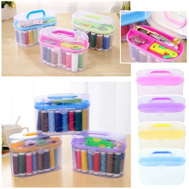 Sewing Kit Tool Storage Box Needle Thread Scissor Organizer Medicine