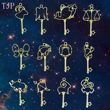 12 шт./партия, 12 созвездий, волшебная подвеска на металлическом каркасе, Золотой шарм, оправа, установка кабошона, УФ-Амулет из смолы