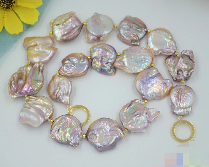 

FREE SHIPPING>@@> 0701 LAVENDER BAROQUE COIN KESHI REBORN PEARL BEAD NECKLACE