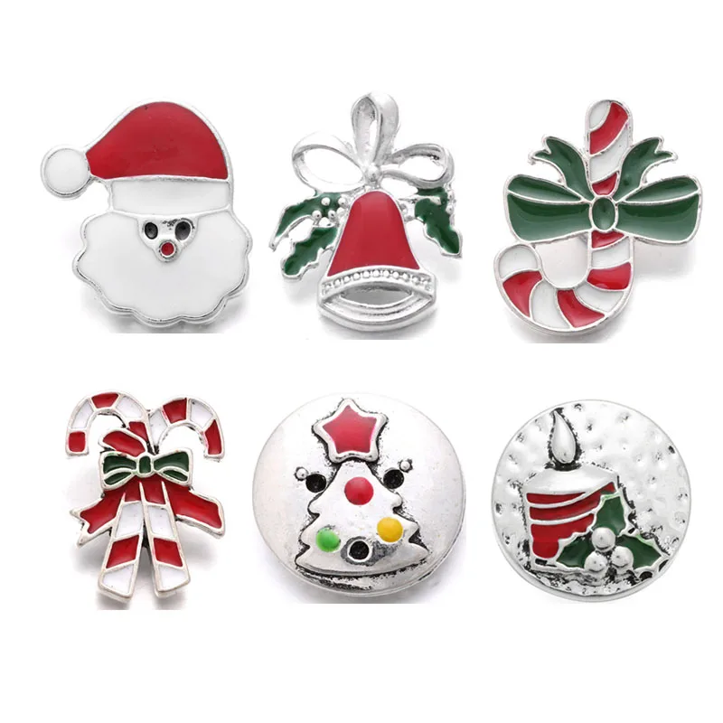 5pcs/lot New Christmas Snap Jewelry Santa Claus Bells Snap Button Fit