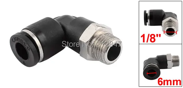 Thread to 6mm Push in Tube L-Shaped Elbow Air Pneumatic Quick Fittings