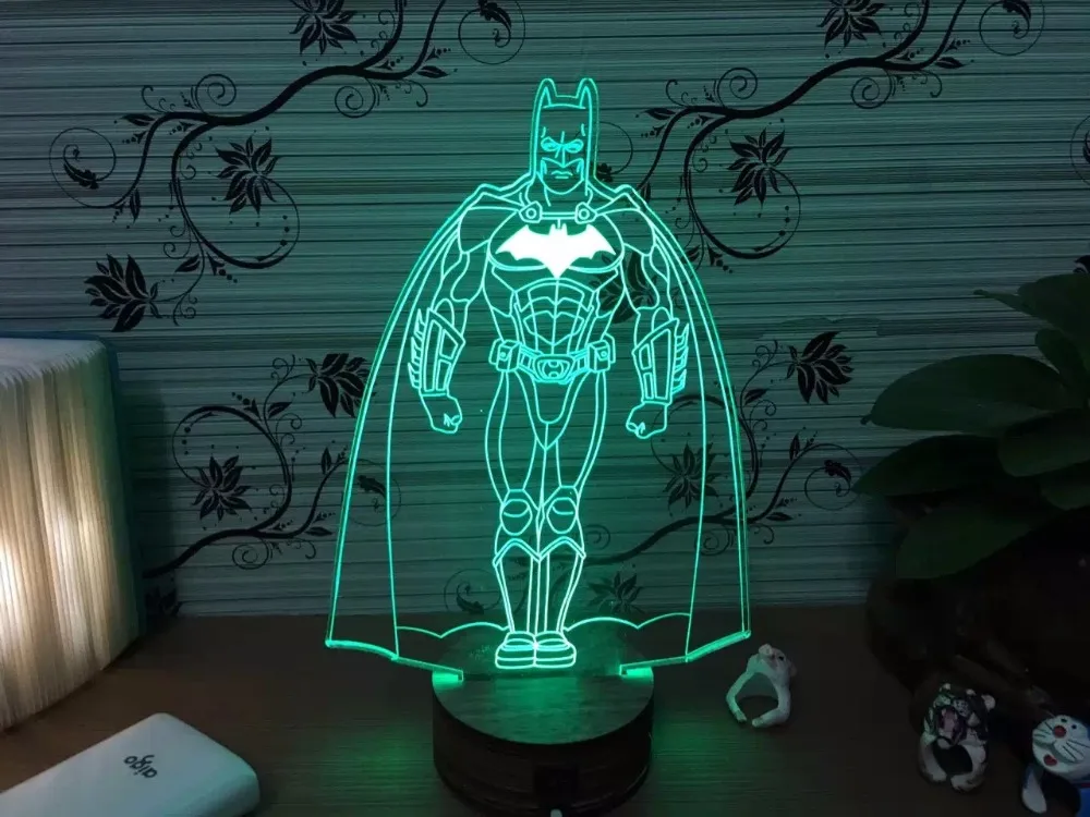 Железный человек светильник Бэтмена Marvel Avengers 3D ночник лампа супергероя USB +