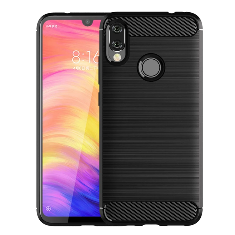 

For Xiaomi Redmi Note 7 Case Bumper Carbon Fiber Pattern Soft Silicone TPU Protective Anti-fall For Redmi Note 7 Pro Cover 6.3"
