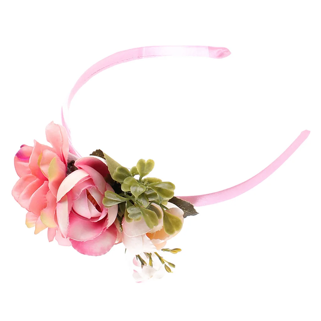 Handmade bride Floral Flower Crown Headband Garland Hair Accessories for Baby Girls Kids Party Weddings Travel Photography Beach