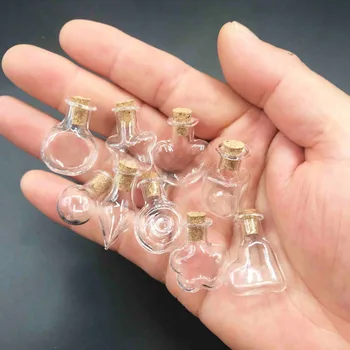 

Mix Shape Glass Bottles with Cork Small Jars Wish bottles perfume necklace Pendant Gift Drift Bottles Vial Jars Wed Decor 300PCS