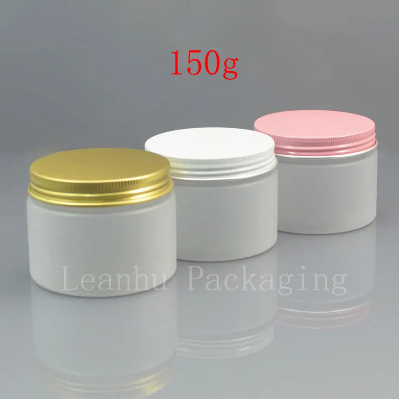 150g-x-30-forsted-pet-cream-jar-150cc-round-cosmetic-plastic-bottle-3oz-gold-pink-white-aluminum-screw-cap-mask-jars-skin-care