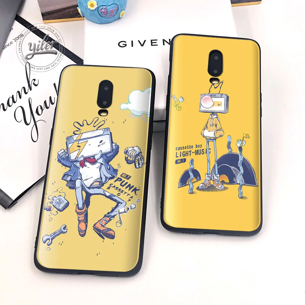 

Cute Cat Box robot for Coque Oneplus 6T Case Black soft TPU Case for Oneplus 6T 1+6T Phone Case New Fashion case for 1+6T Cover