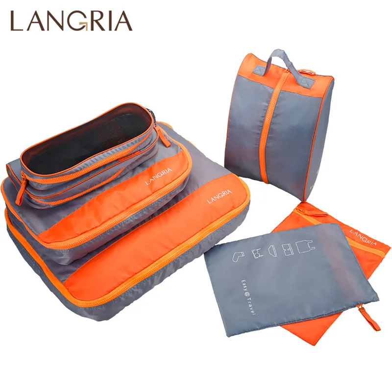 LANGRIA 7 шт./компл. Складные Водонепроницаемые упаковочные кубики для путешествий