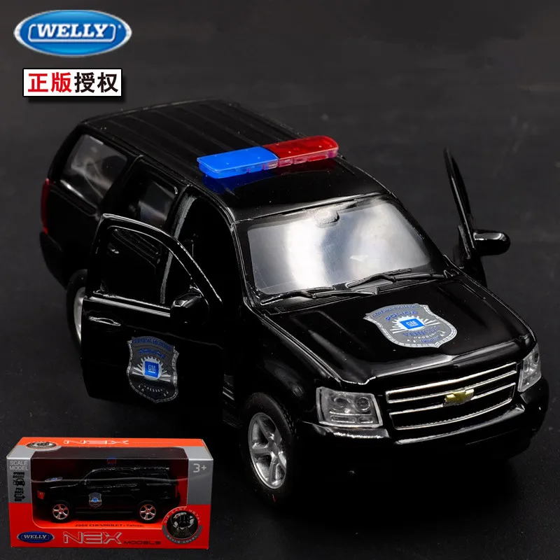

1pc 1:36 11.5cm delicacy WELLY Chevrolet Tahoe police patrol wagon car alloy model home collection decoration boy toy gift
