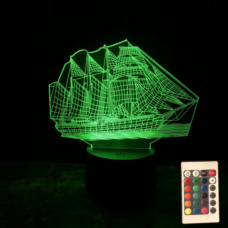 3D иллюзия RBG ночник морское плавание лодка корабль кафе домашний стол декоративный светильник для вечеринок USB 10 светодиодные Рождественские огни
