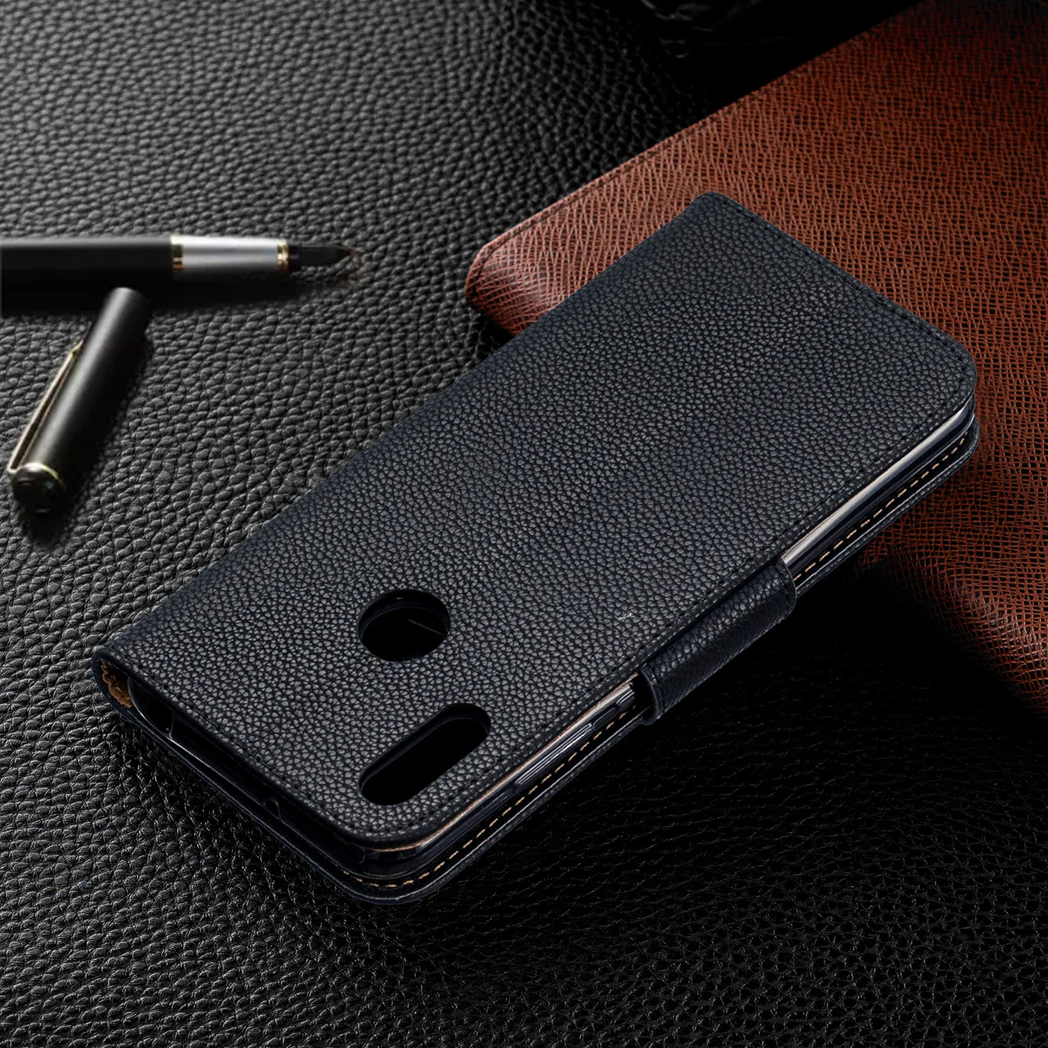 Wallet Phone Case for Huawei Y7 Y6 2019 Y5 2018 Honor 8A PU Leather Auto Folio Flip Cover Stand Magetic Closure with Card Holder