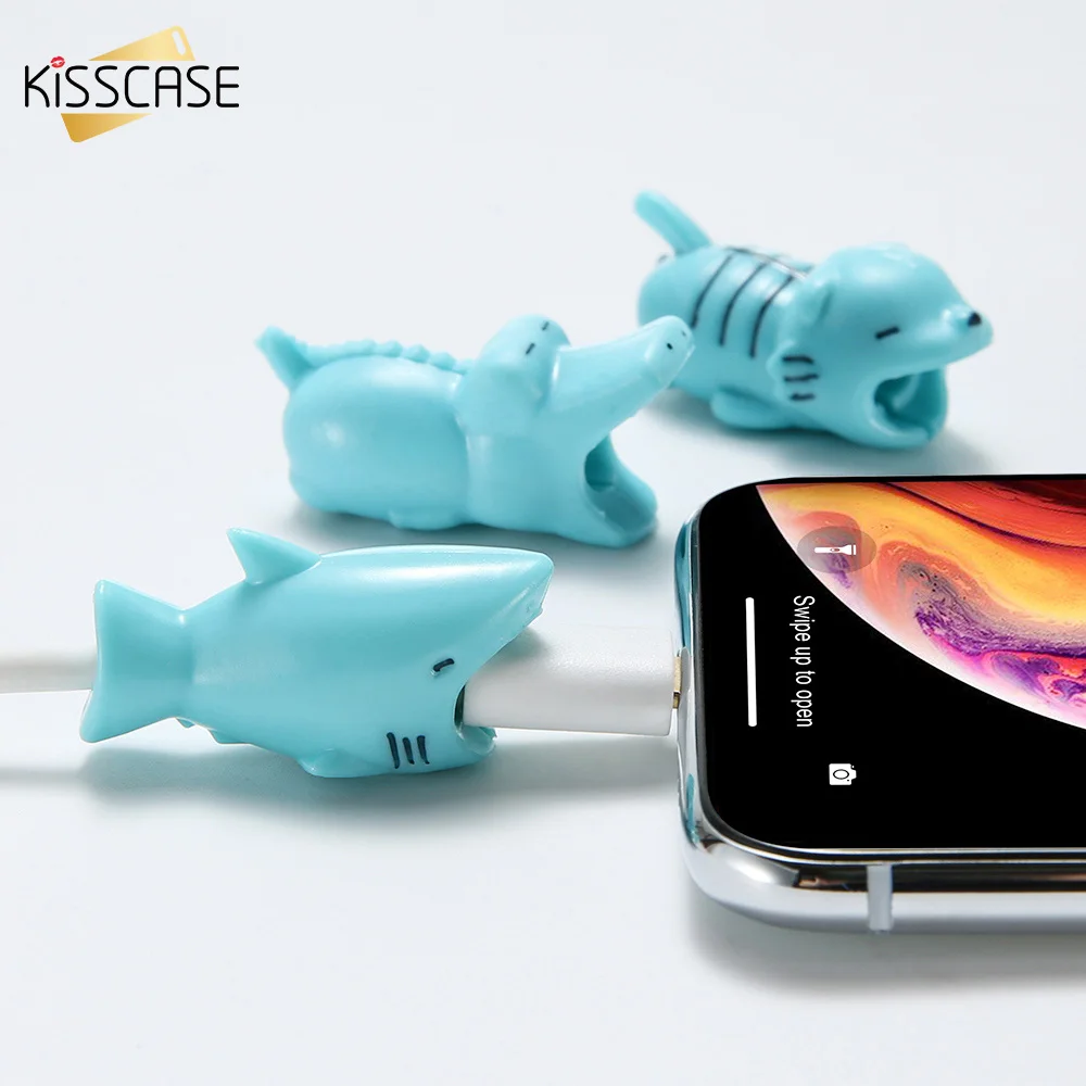 

KISSCASE Cable Protector For iPhone Samsung Charger Protection Cable USB Cord Saver Cute Animal Bite USB Cable Winder Organizer