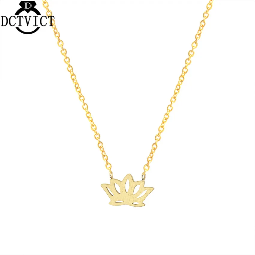 DCTVICT 10pcs/lot Rose Gold Fashion Plant Lotus Necklace Tiny Lotus