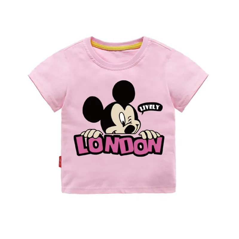 Moggi Cat Camiseta Mickey Print Girls T shirt Cartoon Funny Casual Kids Clothes Summer 12 color 1-8Y Baby 100% Cotton T-shirt (1)