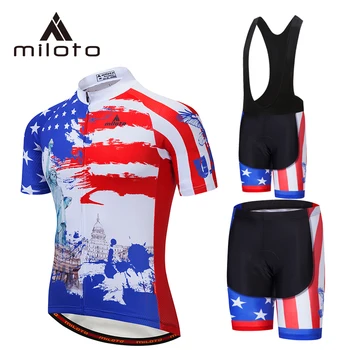 

MILOTO Cycling Clothing Bike jersey Quick Dry Mens Bicycle Bib Sets Mens Summer Riding Bicycle Team Racing Cycling Bib Suits