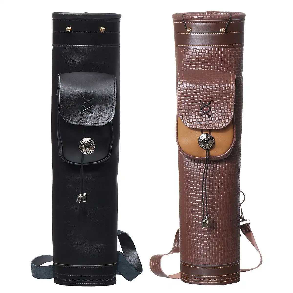 

Portable Leather y Quiver Holder Hunting Arrow Bow Back Shoulder Bag Organizer Hunting Accessories 2 Colors Outdoor Pocket