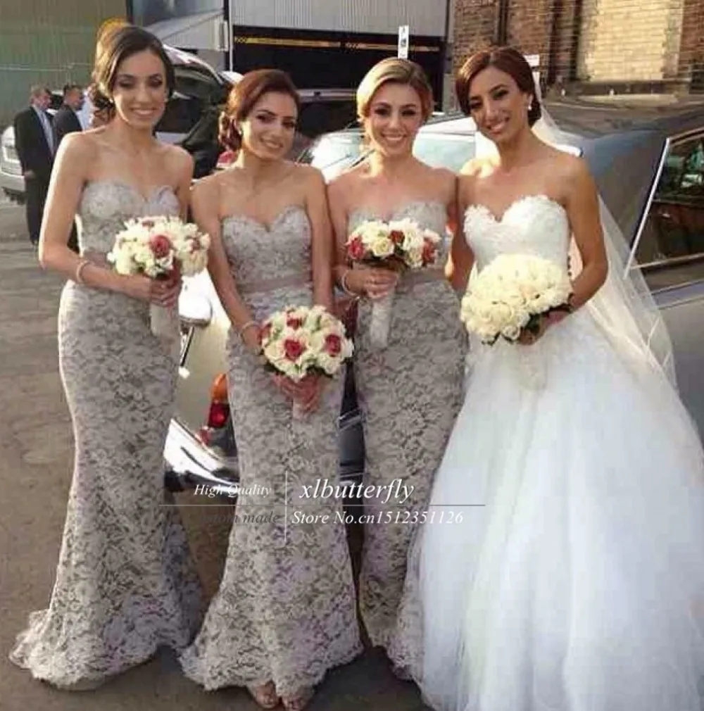 Vestido De Festa Casamento Grey Silver Lace Bridesmaid Dresses Vestido De Festa Casamento Grey Silver Lace Bridesmaid Dresses 2017 New Arrive Mermaid Wedding Party Dress In From Weddings Events
