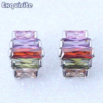 

Classic pendientes mujer moda Multicolor Cubic Zirconia Huggie Earrings Crystal for Women Wedding Party Trendy Jewelry E191