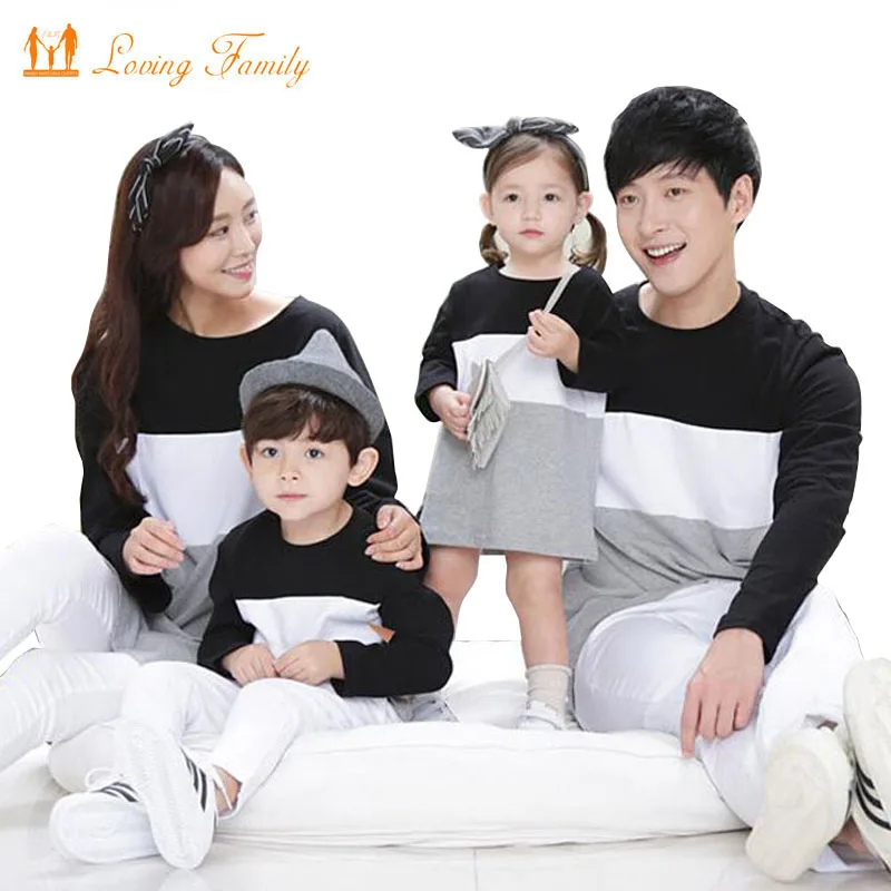 Family Matching Outfits Mother Daughter Dress Family Look 2018 Family Clothing Father Son T-Shirt Cotton Patchwork Striped Family Matching Outfits Mother Daughter Dress Family Look 2018 Family Clothing Father Son T-Shirt Cotton Patchwork Striped