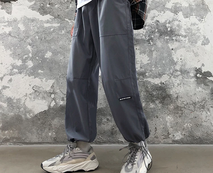 Summer New Korean Version Of The Tide Male Japanese Solid Color Can Be Elastic Drawstring Loose Casual Nine Pants