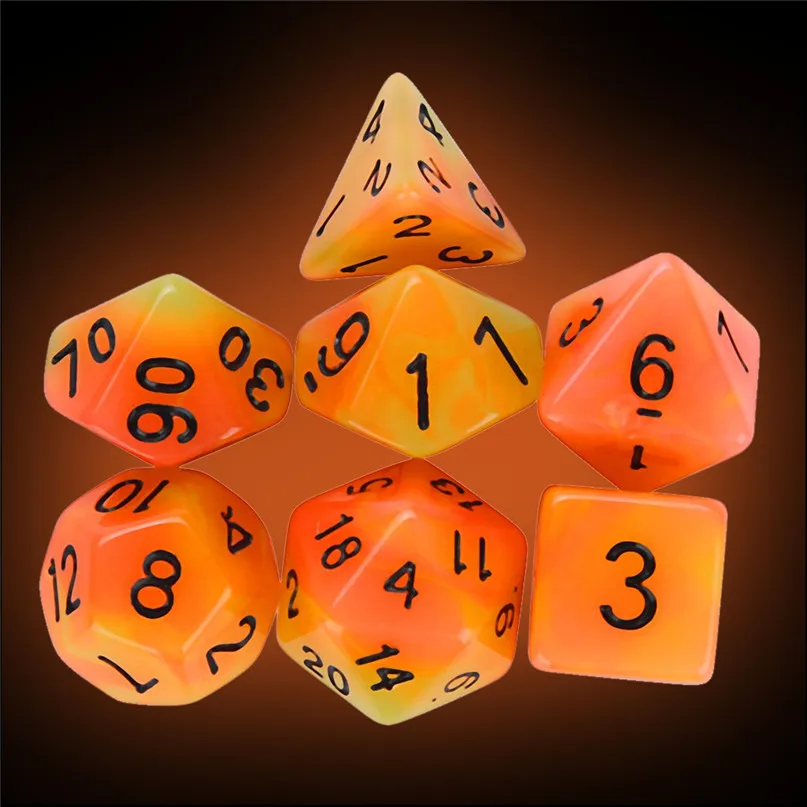 7pcs dice Luminous Digital Dice For TRPG Game Dungeons & Dragons Polyhedral D4-D20 Multi Sided Acrylic Dice #2h07 (4) - 