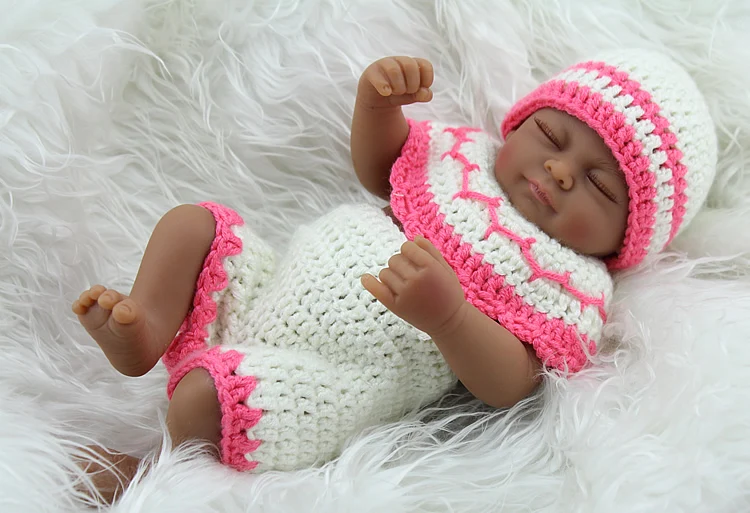 African American Reborn Baby Girl Doll Full Vinyl Bebe Toys Preemie