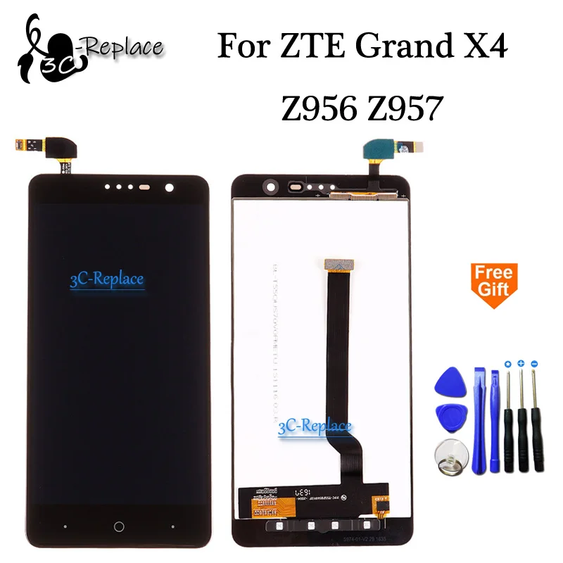 Черный 5 дюймов для мобильного телефона ZTE Grand X4 Z956 Z957 Z957A ЖК-дисплей дисплей +