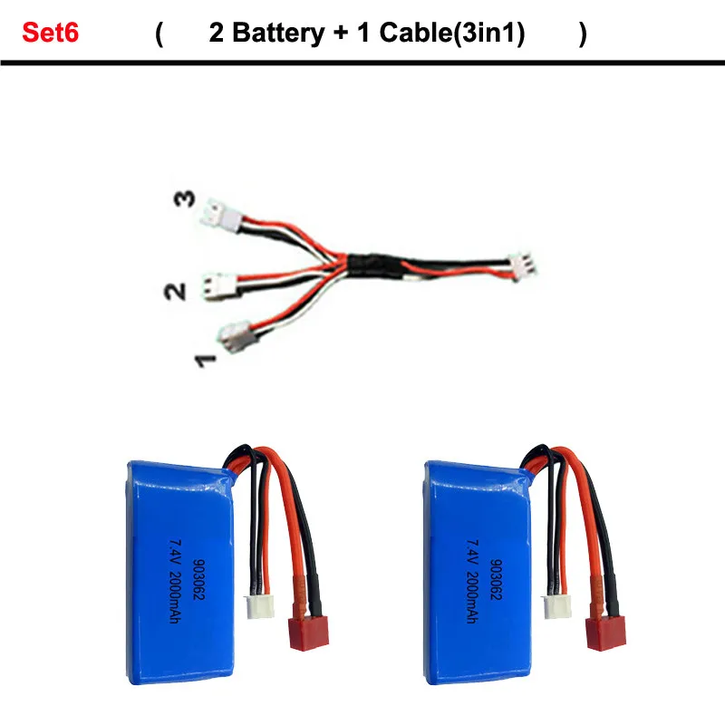 Set6 Высокое качество 7,4 в 2000 мАч 2S Lipo Батарея для WLtoys A959-B A969-B A979-B K929B RC пустыня Грузовик Авто Запчасти для запасных Запчасти зарядное устройство - Цвет: Set6