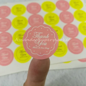 

50 Sheets = 1200PCS Mixed Yellow/Pink THANK YOU Design Sticker Labels food Seals, or Gift stickers for Wedding seals