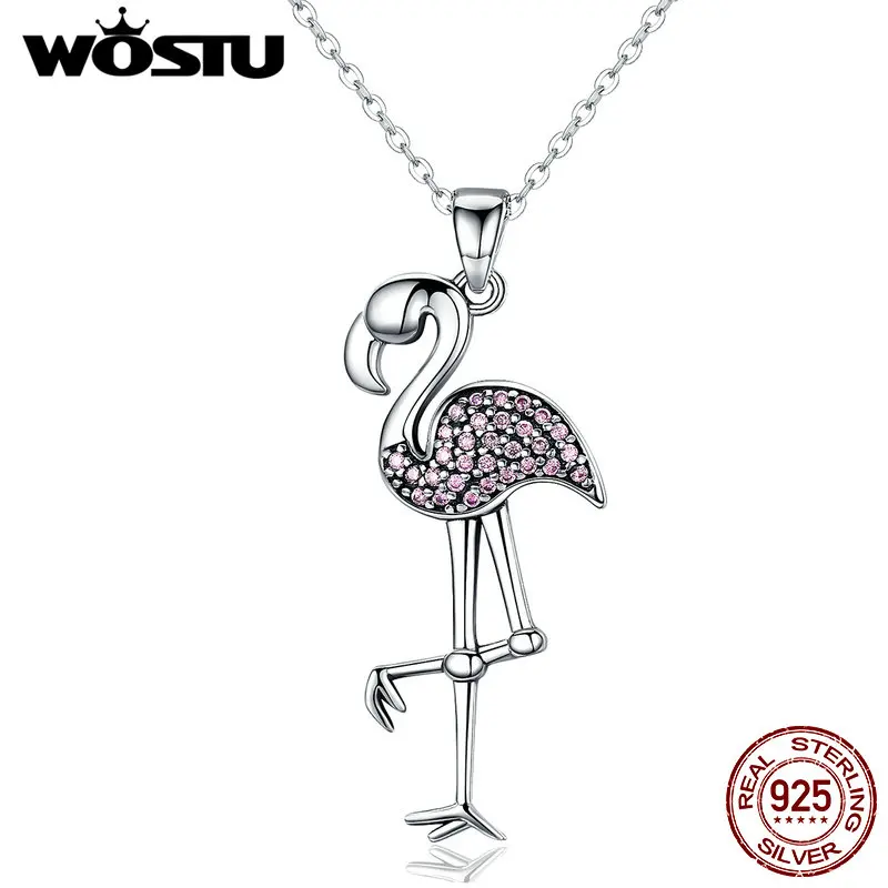 

WOSTU High Quality Real 925 Sterling Silver Sylphlike Bird Pendant Chokers Necklaces For Women Fashion Jewelry Gift CQN093