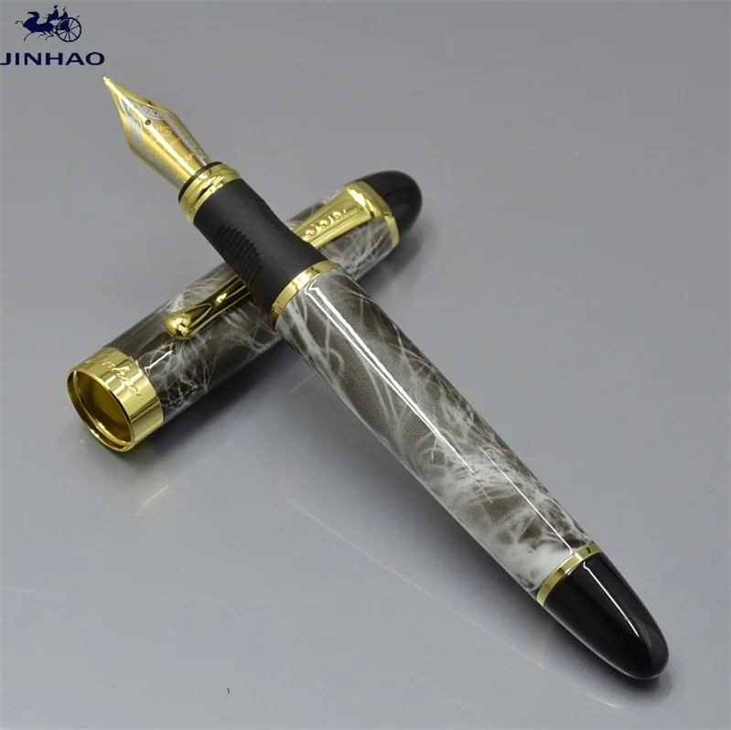 JINHAO X450 класса люкс 0,5 или 1,0 мм наконечник Металл Китайская каллиграфия перьевая ручка, канцелярские принадлежности для офиса, школьные принадлежности, бренд ручек молочного цвета - Цвет: 1 gray