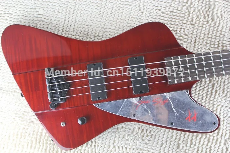 Free shipping New Arrival Custom Red Electric Bass Guitar 4 Strings Thunderbird Bass Guitar Mirror shield