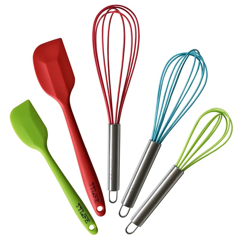 TTLIFE Kitchen Utensils Silicone Whisk And Spatula For Blending