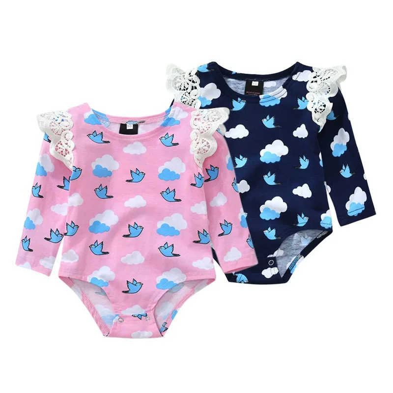 Для маленьких девочек ромперы для младенцев хлопковый комбинезон одежда с длинными рукавами новорожденных Bebe