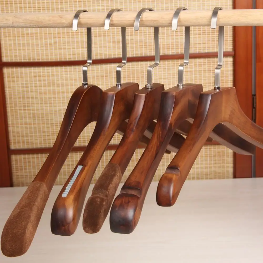 WSHYUFEI wood hangers Extra Wide Shoulder Suit Hangers, Wood Clothing