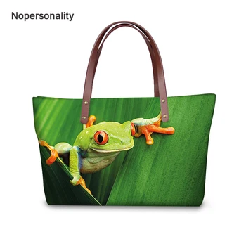

Nopersonality Designer Frog Print Top-handle Bags Neoprene Messenger Bag for Women Personalized Female Handbag Tote Bags