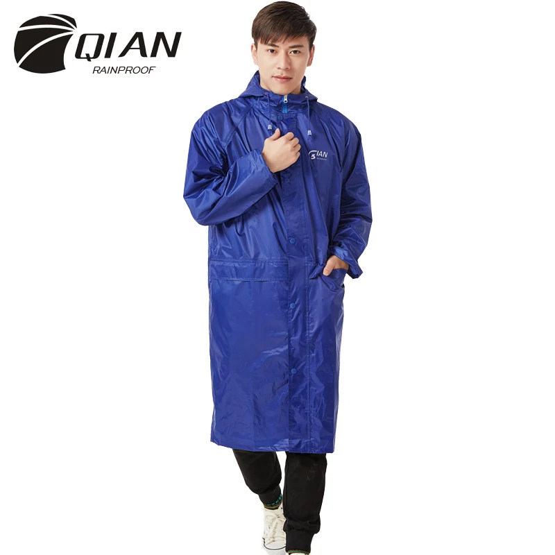 Qian rainproof непроницаемый длинные Стиль плащ взрослых Водонепроницаемый Тренч пончо дождевик женский дождевик Шестерни пончо