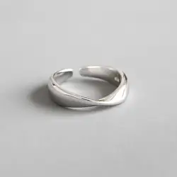 Jsmpfy новый простой Стиль 100% 925 пробы серебро нерегулярные скрученные кольца для Для женщин joyas de плата 925 открытым Размеры заявление bague