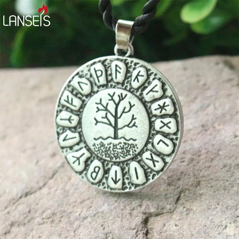 Lanseis 10 шт Yggdrasil ожерелье с дизайном Руна Viking futark Runes Tree Of Life подвеска Dragon Soul norse letter