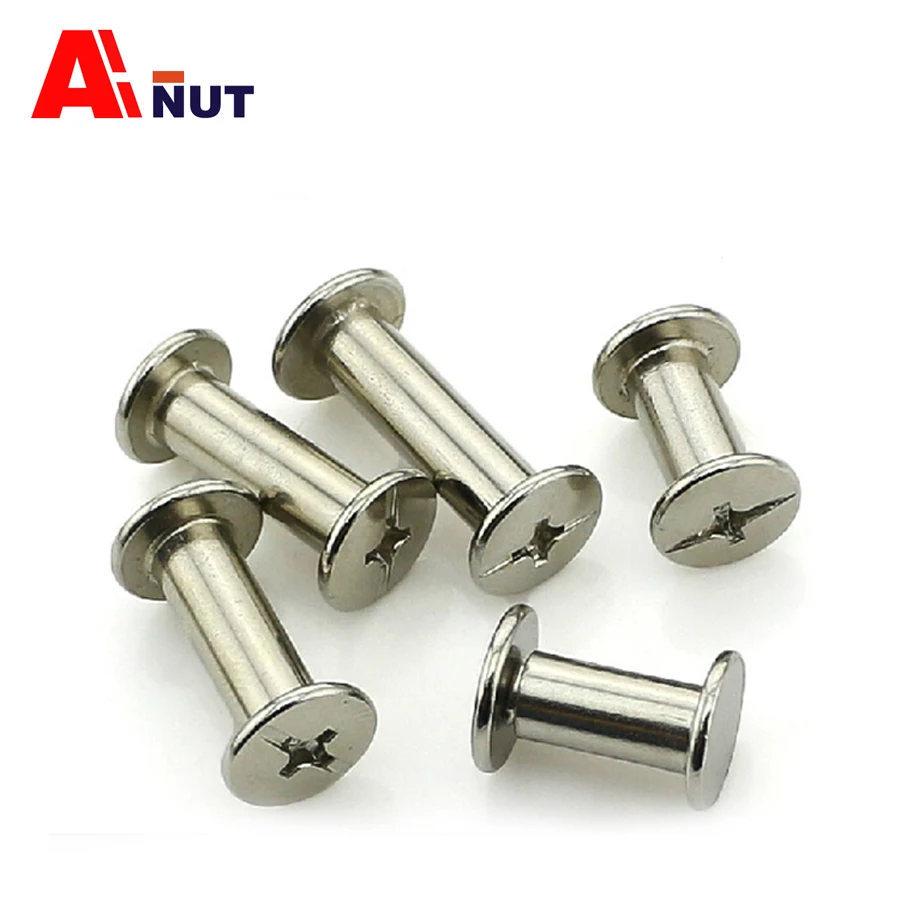 6mm 100mm Nickel Plated Chicago Screw , m5 Stud Rivet Belt Strap